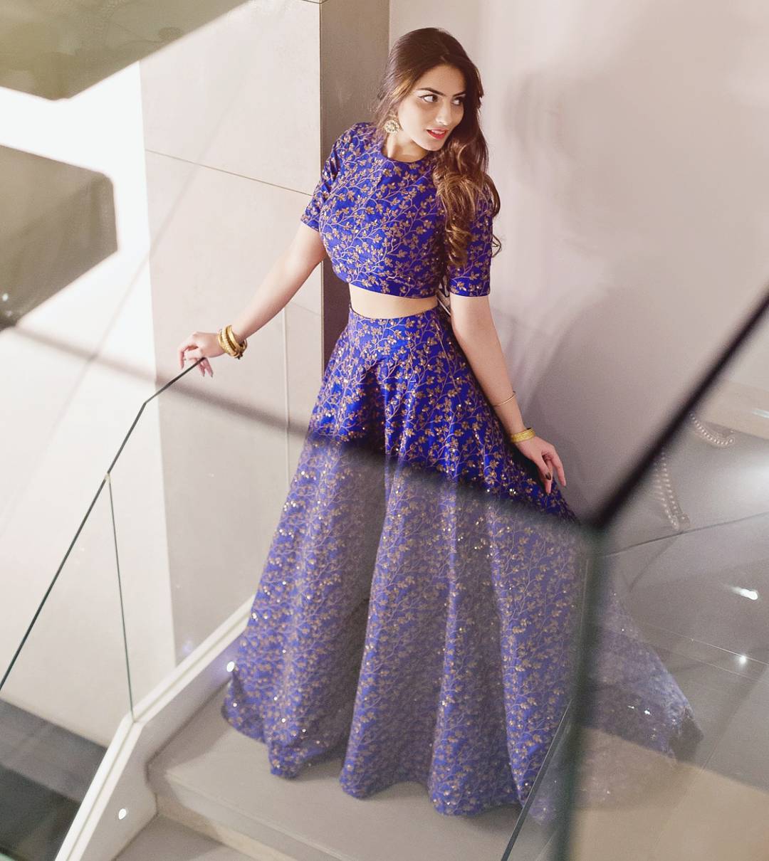 Blue Raw Silk Sequence Lehenga Choli