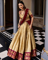 Cream Color Rich Cotton Zari Weaving Half Saree