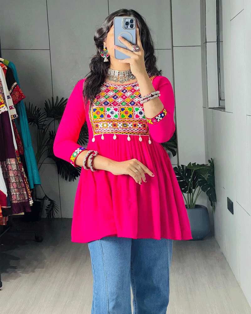 Traditional Three Color Rayon Cotton Navratri Kediya