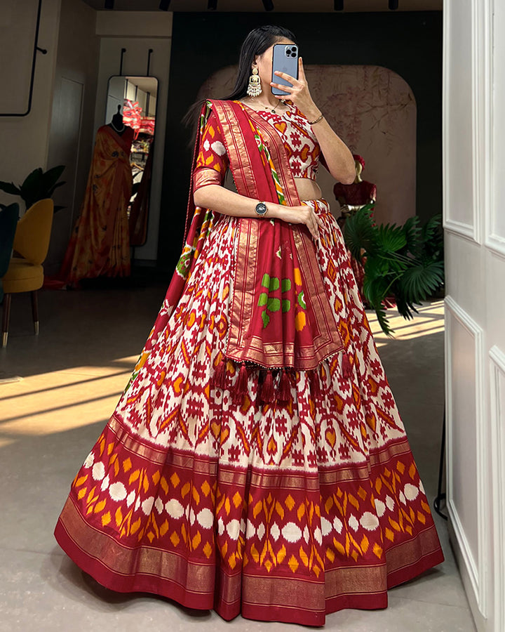 Off White Color Tussar Silk Designer Lehenga Choli