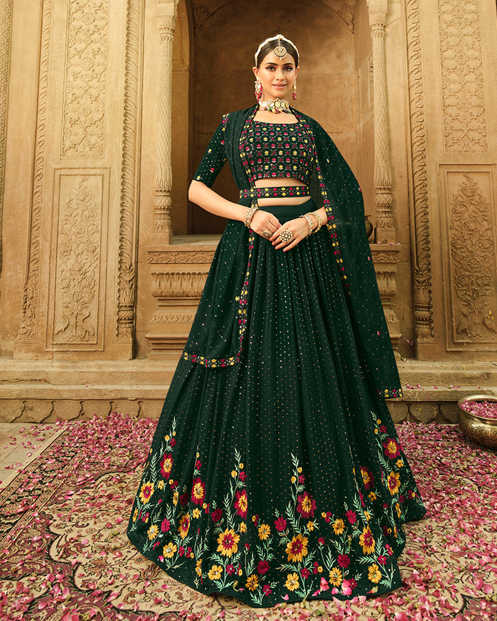New Design Green Color Georgette Lehenga Choli