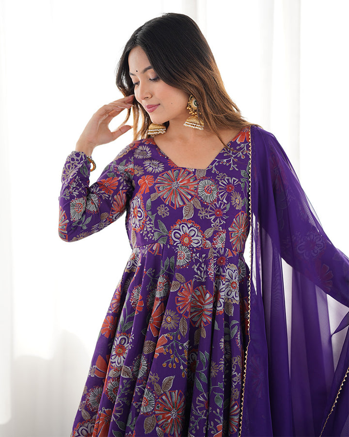 Purple Color Chanderi Silk Plazzo Suit