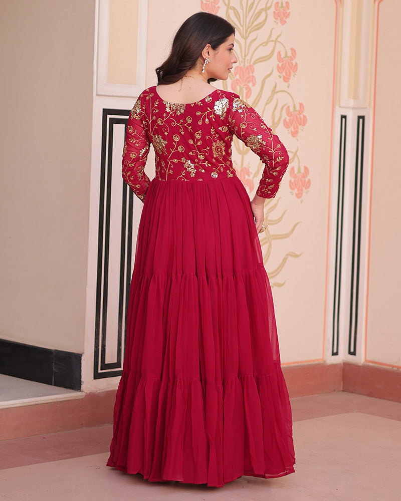 Royal Rani Pink Gown With Exquisite Golden Embroidery