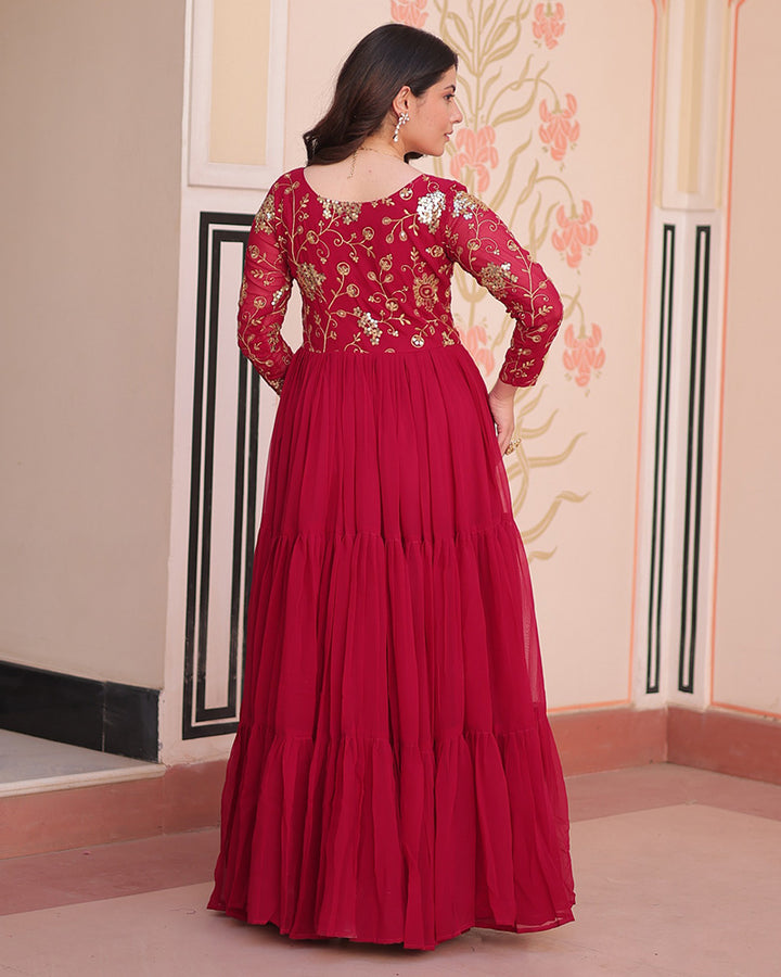 Royal Rani Pink Gown With Exquisite Golden Embroidery
