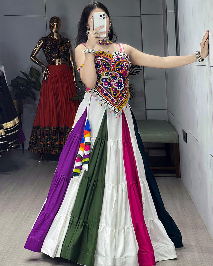 Vibrant Multicolor Traditional Navratri Lehenga Choli with Mirror Work