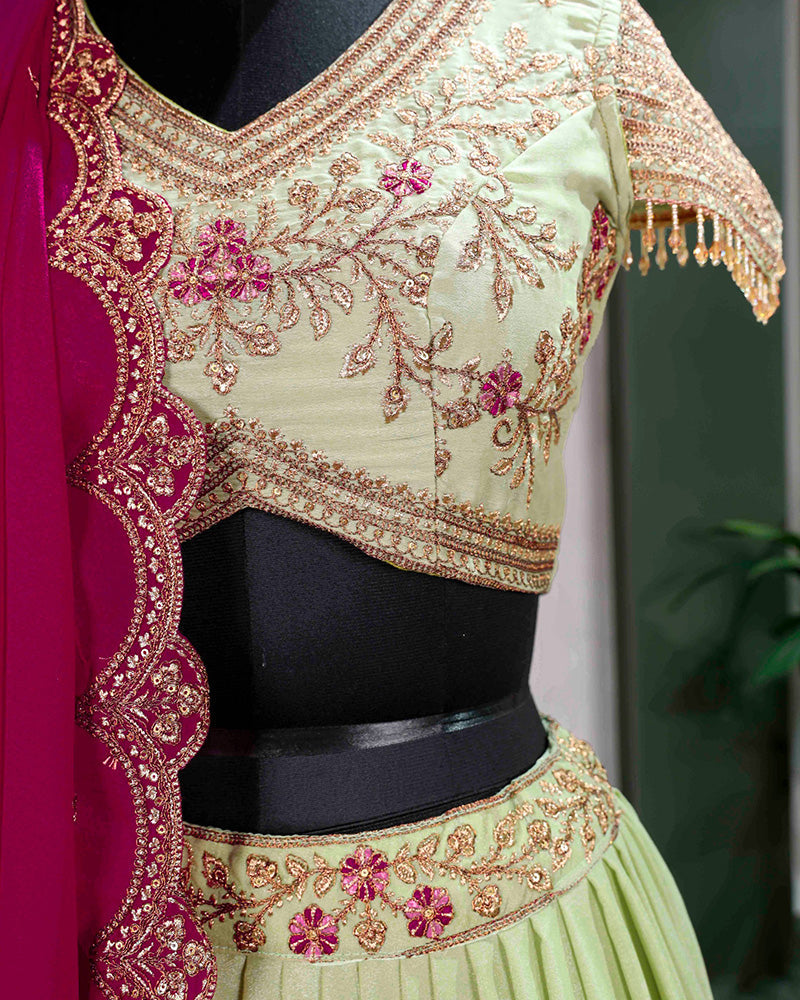 Pista Color Star Georgette Embroidered Lehenga Choli