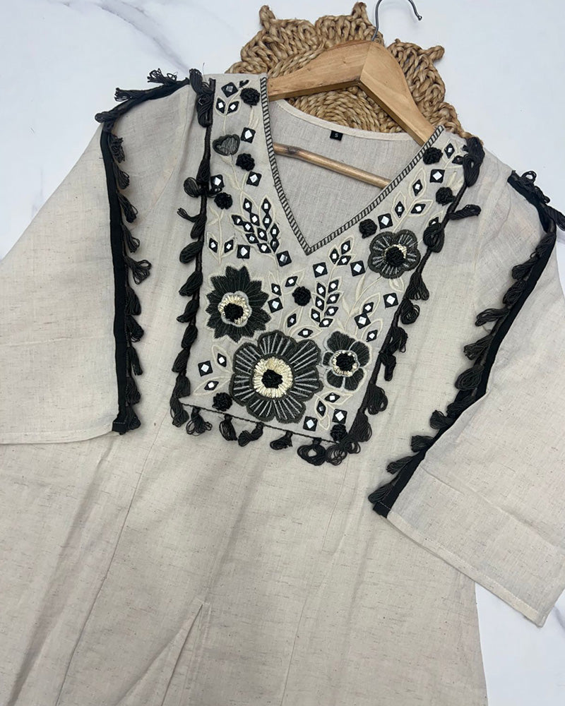 Off-White Color Khadi Cotton Co-Ord Set