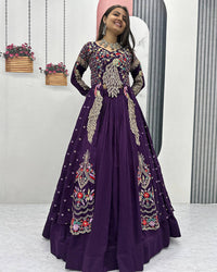 Peacock Vichitra Silk Sequence Embroidered lehenga Choli