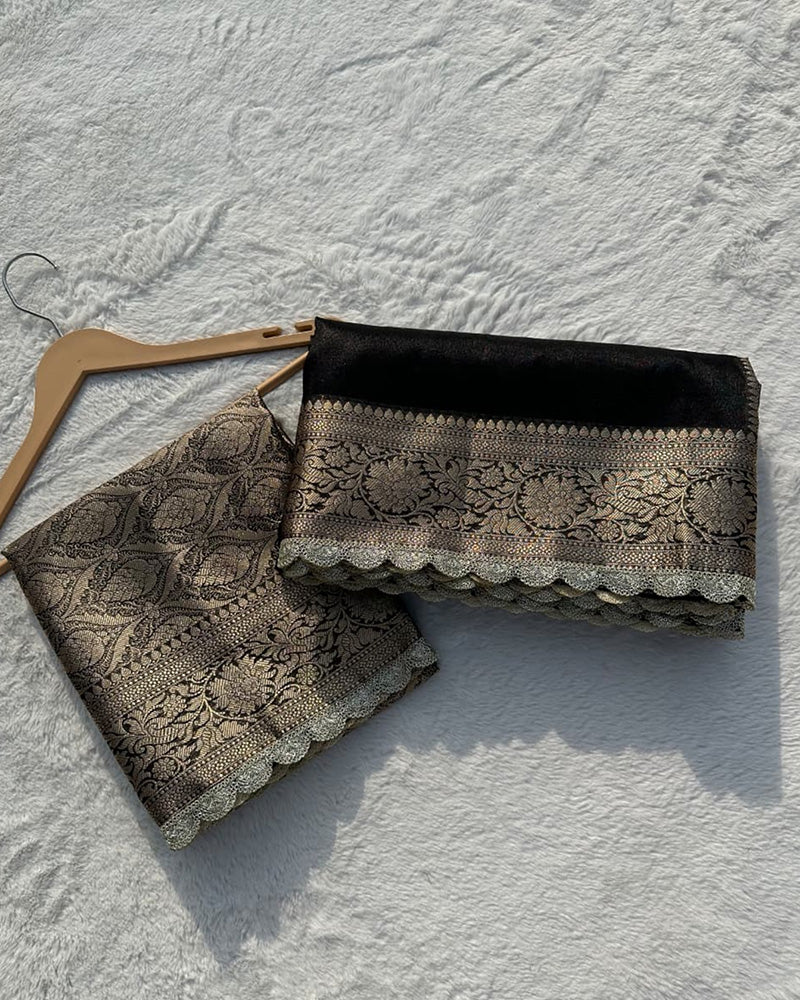 Black Color Banarasi Tissue Saree