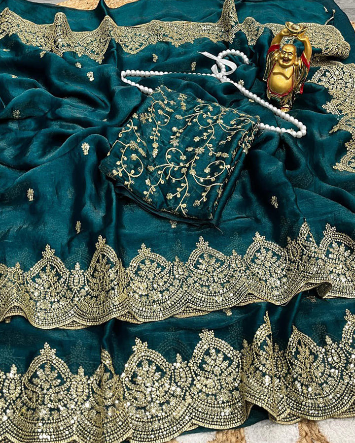 11 Color Fendi Chiffon Sequence Embroidered Saree