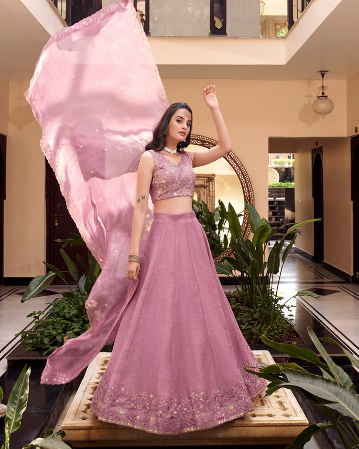 Designer Pink Color New Crush Embroidered Lehenga Choli