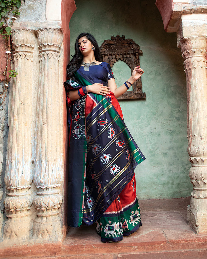 Red Color Patola Print Weaving Silk Saree