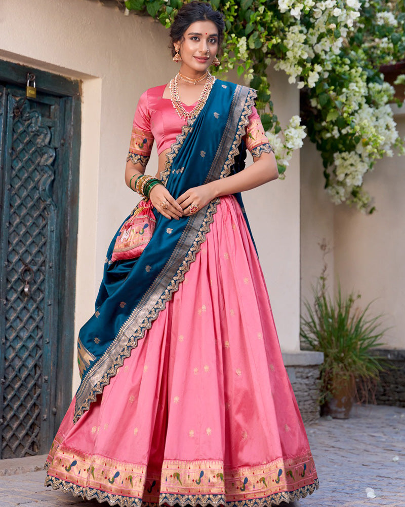 Light Pink Color Jacquard Silk Designer Lehenga Choli