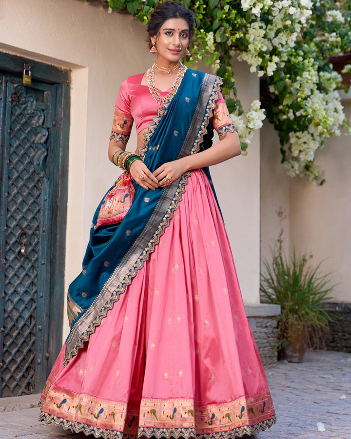 Light Pink Color Jacquard Silk Designer Lehenga Choli