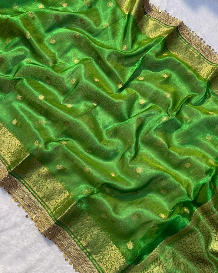 Classic Green Color Tissue Silk Saree