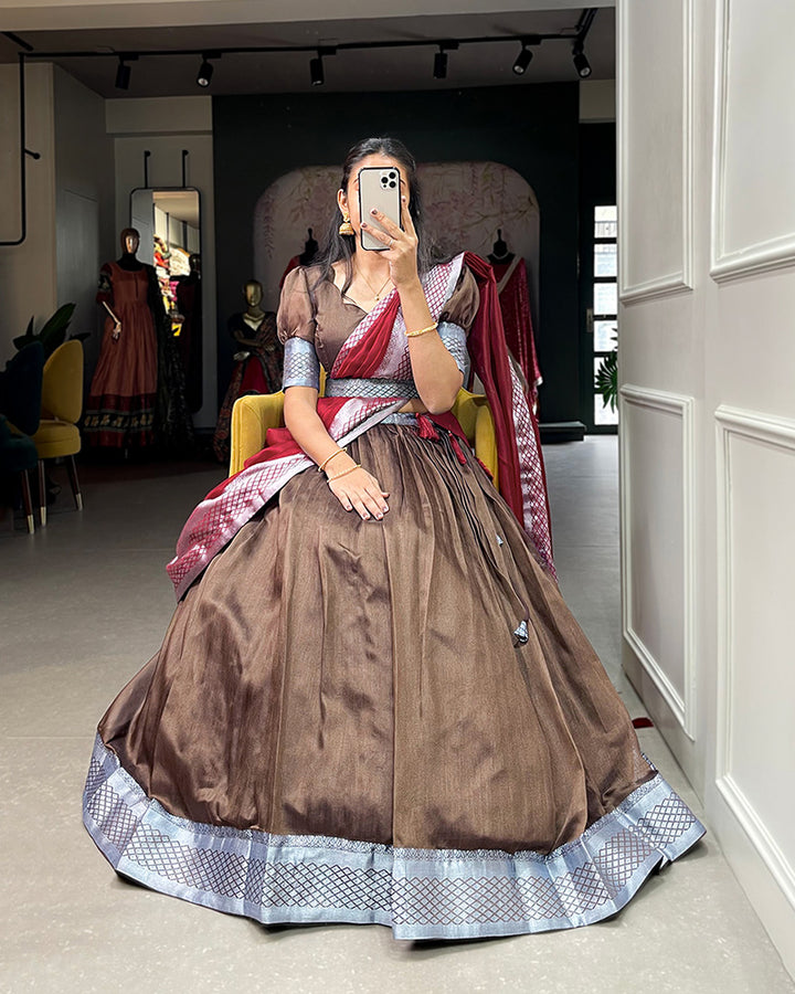 Brown Color Color Dhupion Silk Designer Lehenga Choli