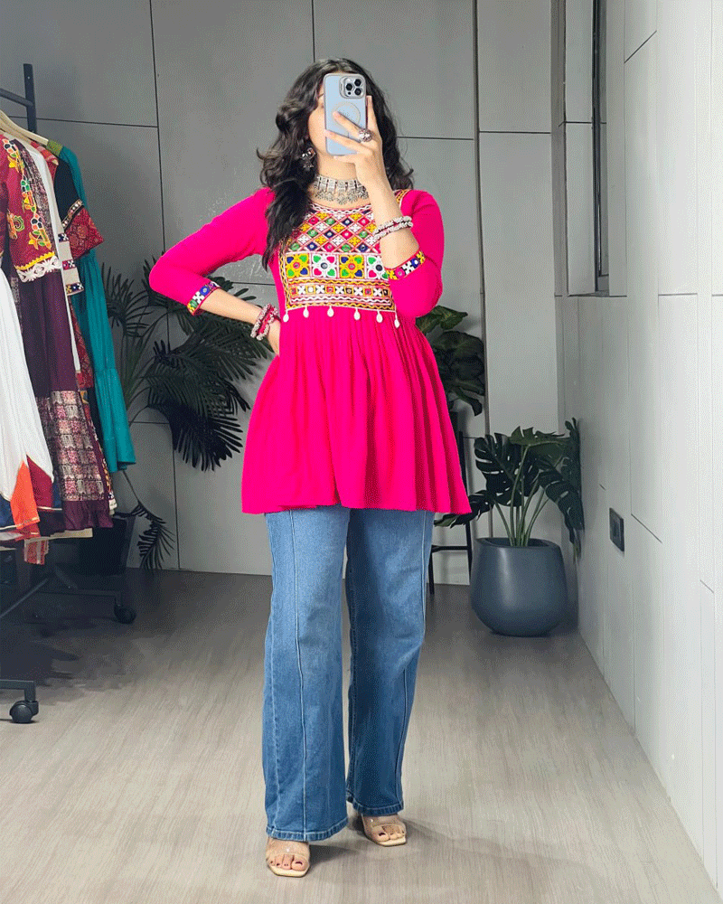 Traditional Three Color Rayon Cotton Navratri Kediya