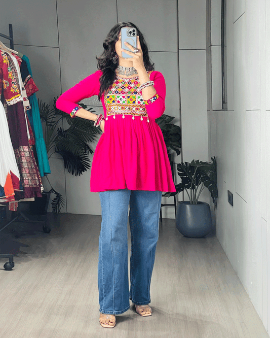 Traditional Three Color Rayon Cotton Navratri Kediya