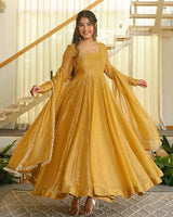 Yellow Color Salsa Silk Anarkali Suit