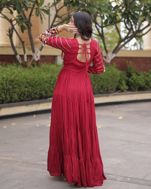Two Color Rayon With Mukesh work Navratri Gown