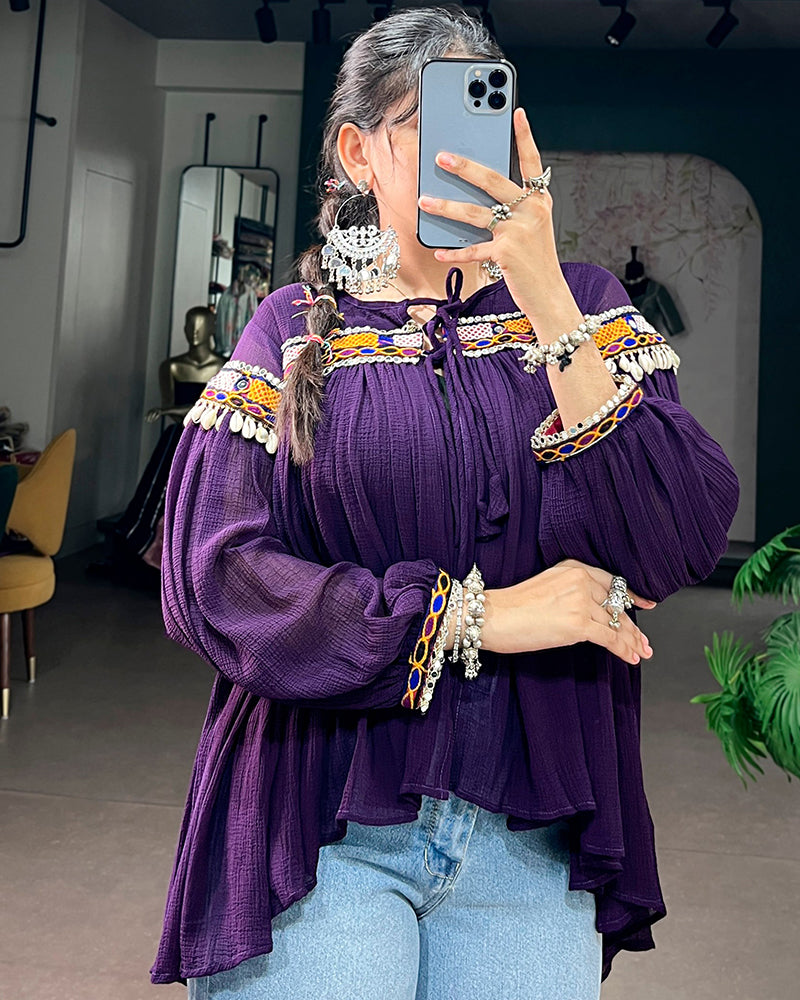 Purple Color Lightweight Navratri Tunic