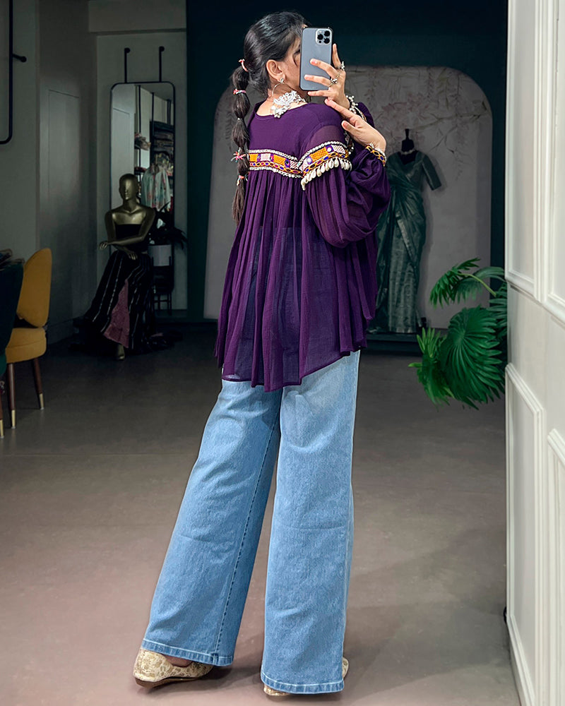 Purple Color Lightweight Navratri Tunic