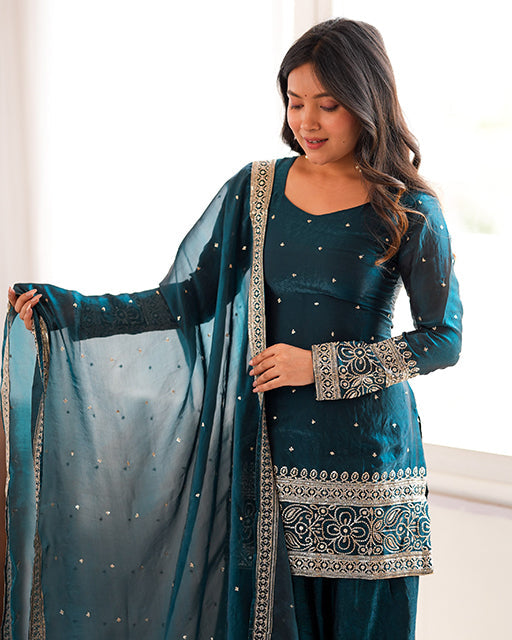 Rama Color Fendi Silk Embroidered Suit