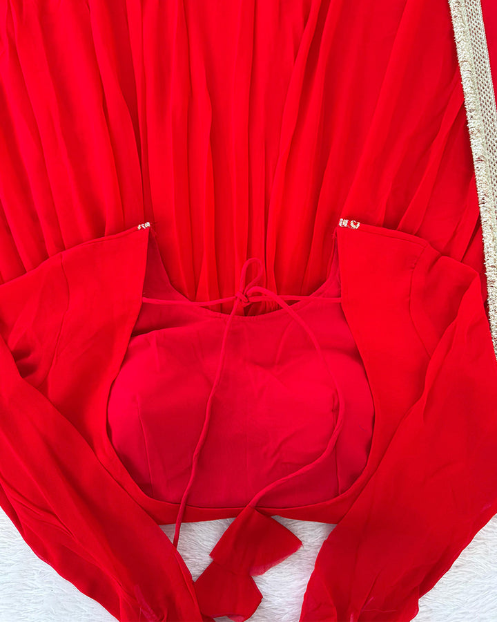 Red Color Georgette Sequence Embroidered Gown