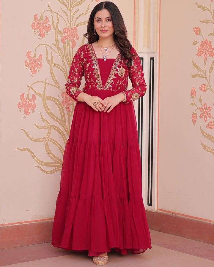 Royal Rani Pink Gown With Exquisite Golden Embroidery
