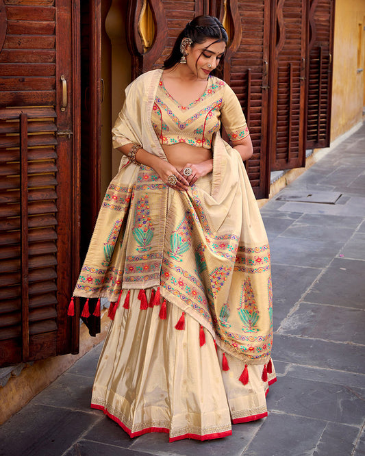 Designer Red Color Paithani Silk Lehenga Choli