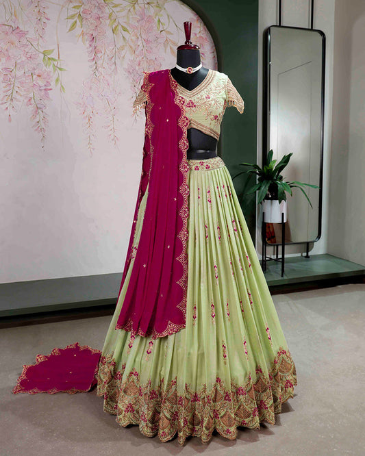Pista Color Star Georgette Embroidered Lehenga Choli