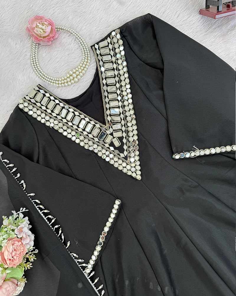 Black Color Viscose Cosmos Plazzo Suit
