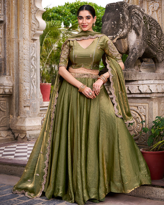 Mehndi Color Fendi Pastel Lehenga Choli