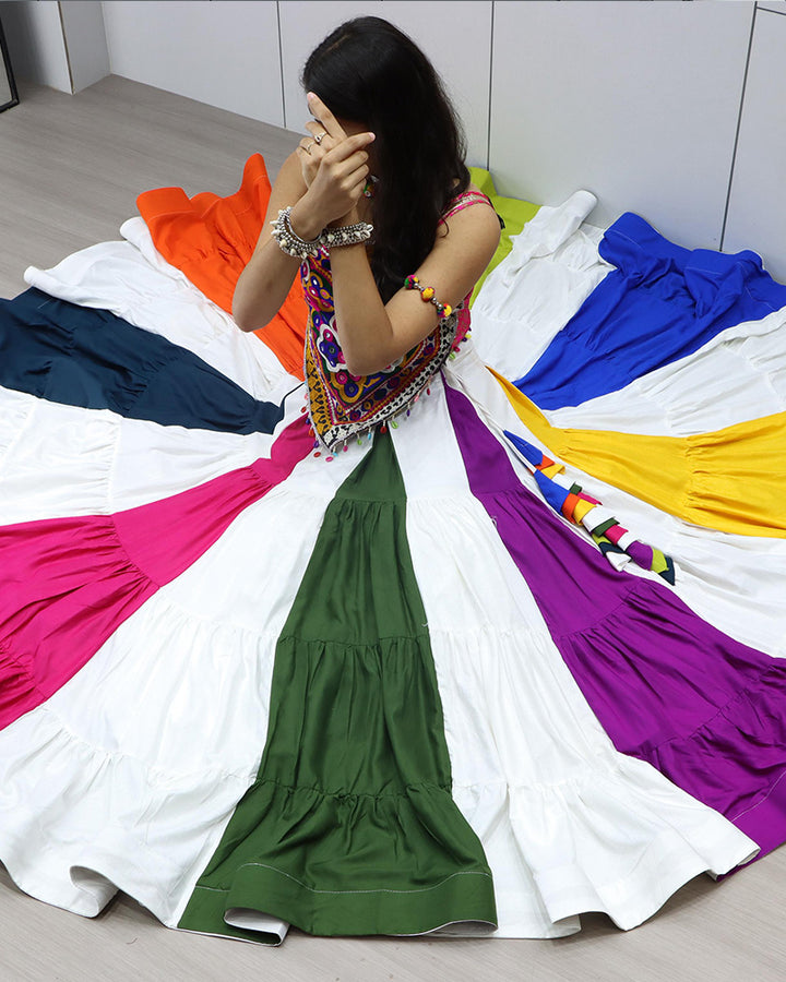 Vibrant Multicolor Traditional Navratri Lehenga Choli with Mirror Work