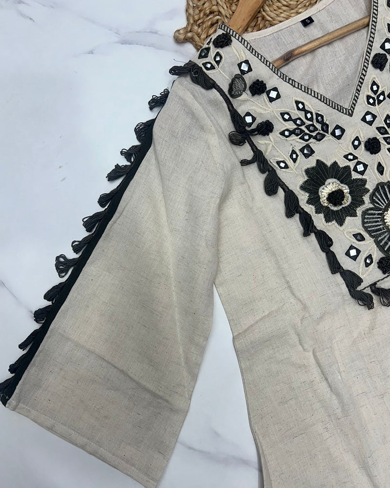 Off-White Color Khadi Cotton Co-Ord Set