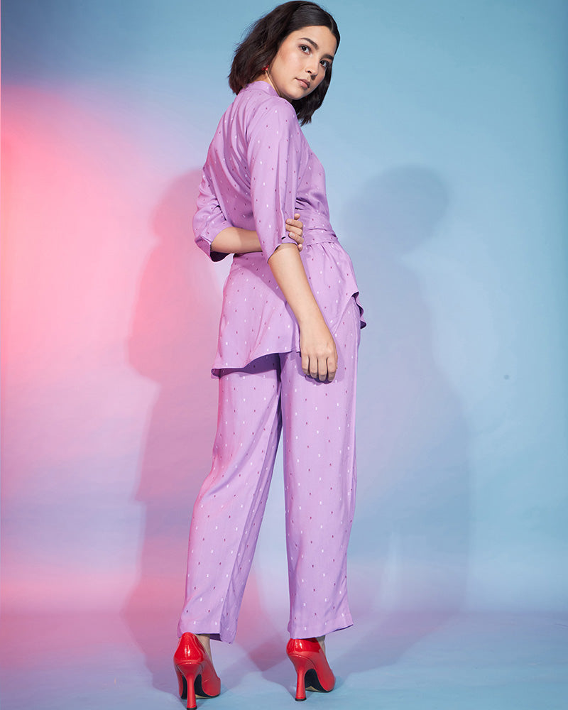 Fancy Design Lavender Color Viscose Rayon Co-Ord Set