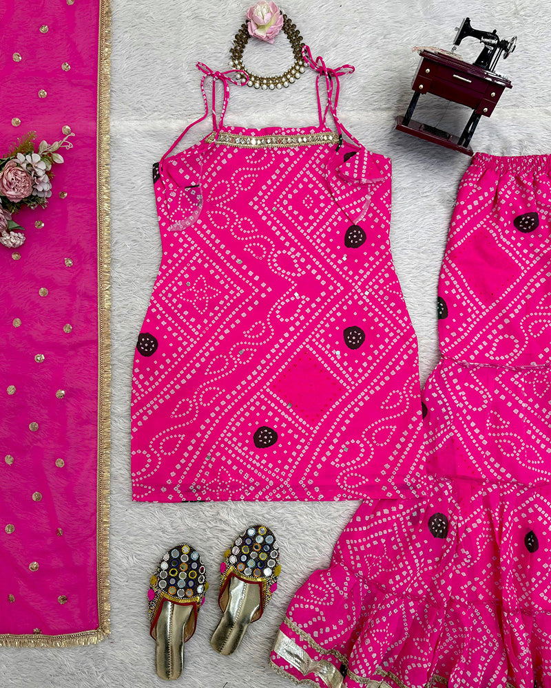 Pink Color Georgette Digital Printed Sharara Suit