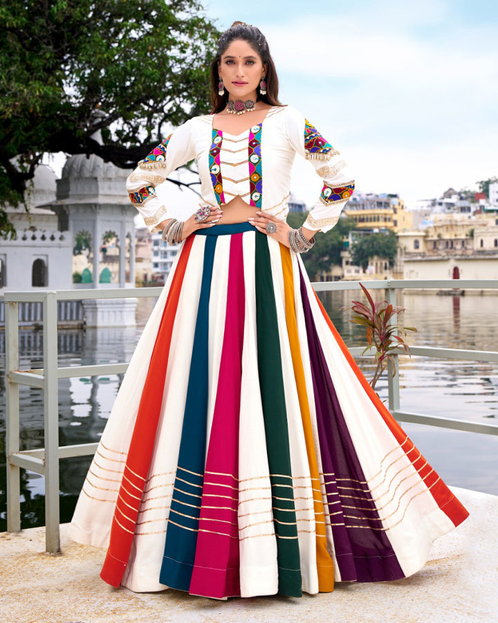 Colorful Pure Rayon Gamthi Work Navratri Lehenga Choli