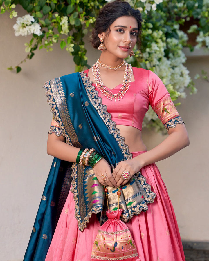 Light Pink Color Jacquard Silk Designer Lehenga Choli