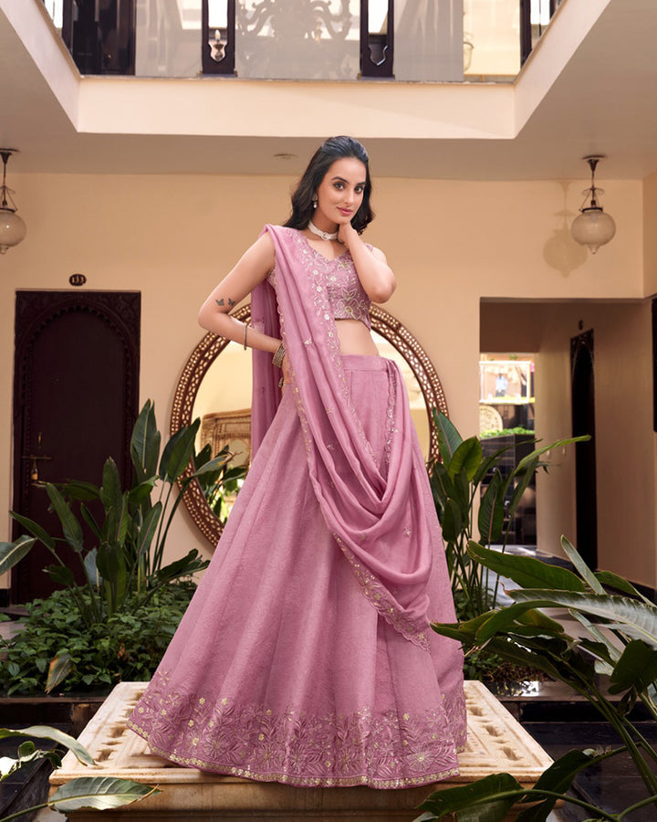Designer Pink Color New Crush Embroidered Lehenga Choli