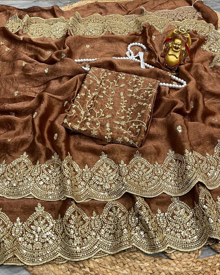 11 Color Fendi Chiffon Sequence Embroidered Saree