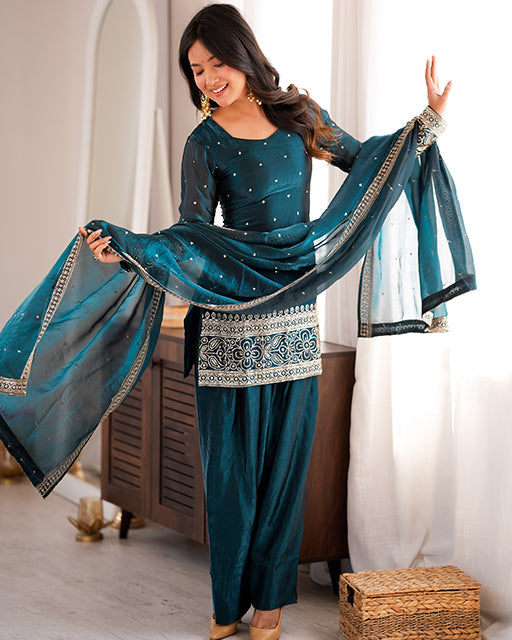 Rama Color Fendi Silk Embroidered Suit