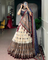 Off White Color Ajrak Prints Navratri Lehenga Choli