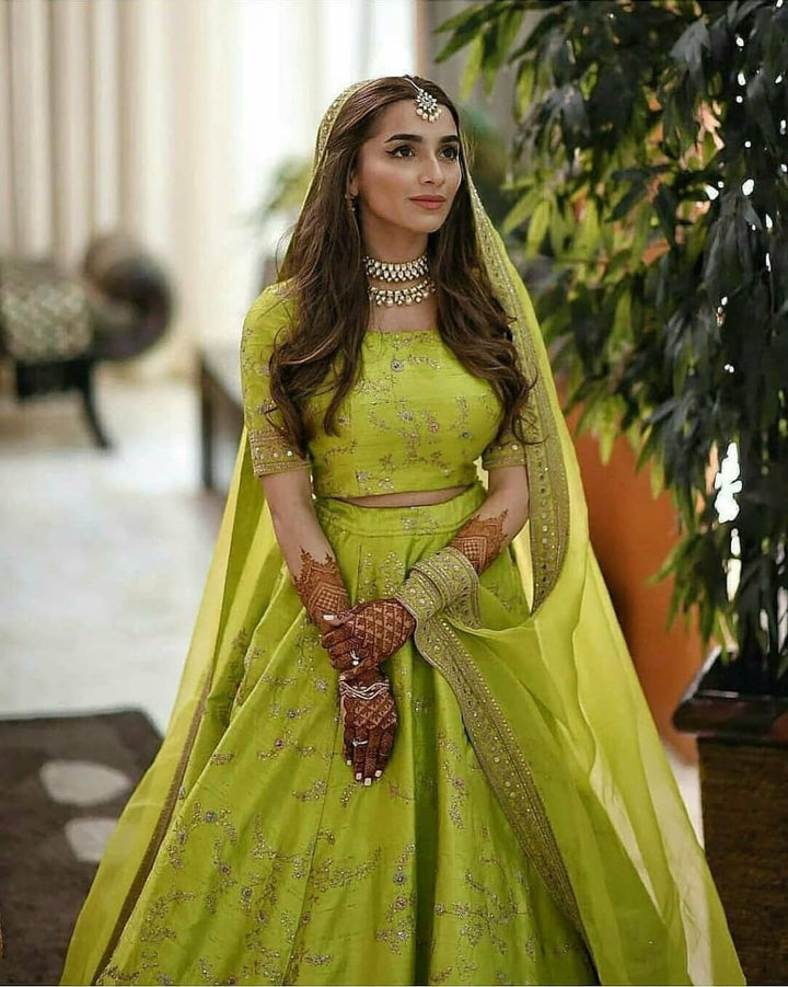 Neon Alia Bhatt Bridal Lehenga Choli