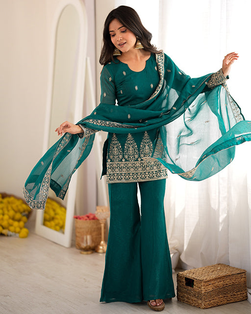 Rama Color Crunchy Silk Embroidered Suit