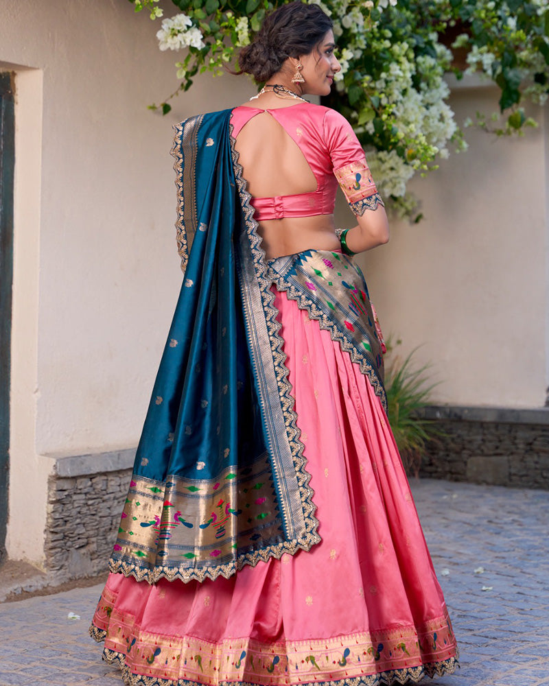 Light Pink Color Jacquard Silk Designer Lehenga Choli