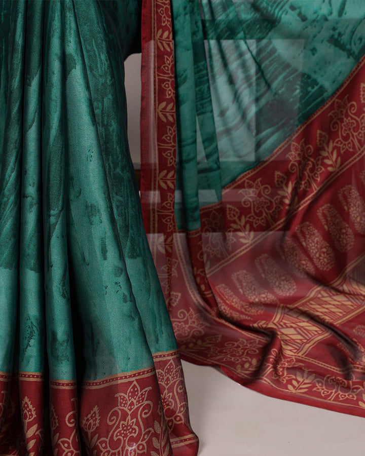 Teal Green Color Rangoli Silk Printed Saree