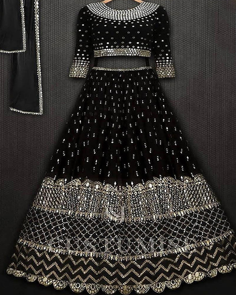 Designer Black Georgette Sequence Lehenga Choli