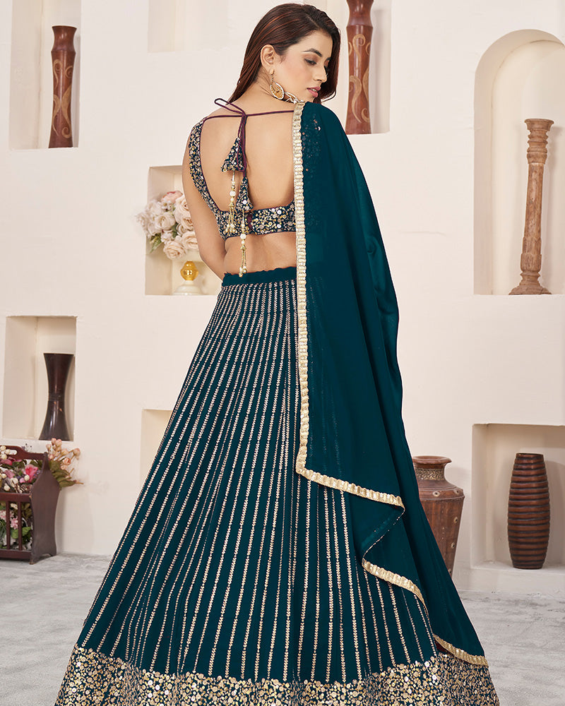 Geen Color Georgette Embroidery Lehenga Choli