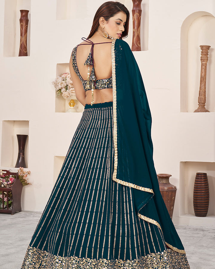 Geen Color Georgette Embroidery Lehenga Choli